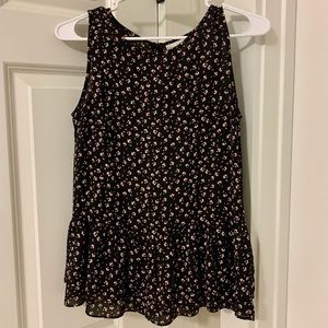 Ann Taylor Loft Black Floral Peplum Tank Top - XS